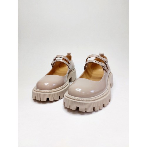 Туфли Мери Джейн капучино лаковые 2