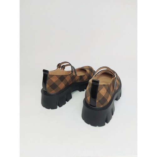 Туфли Мери Джейн оранжевые в клетку 4