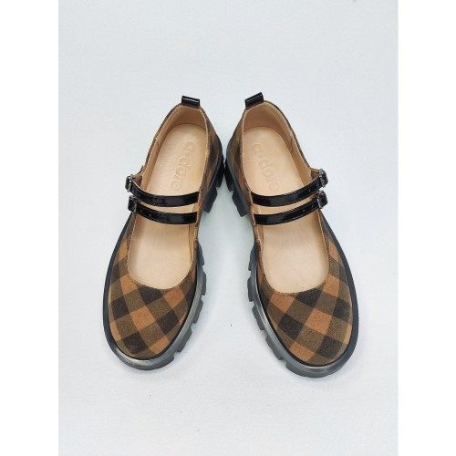 Туфли Мери Джейн оранжевые в клетку 3