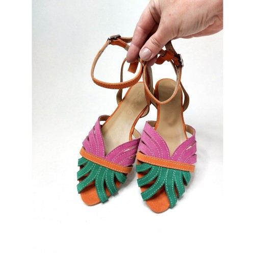 Vintage фуксія-зелений замша 2