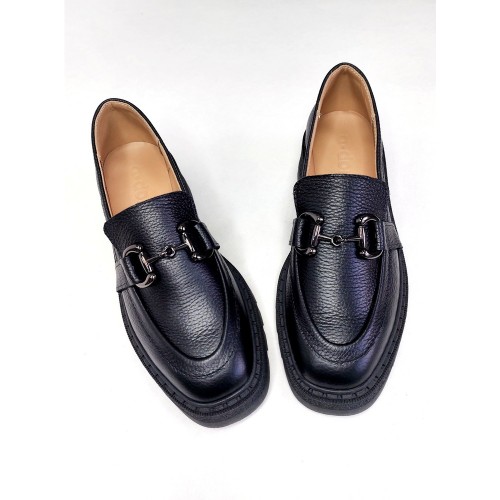 Лофери з кдратним носком чорні 2