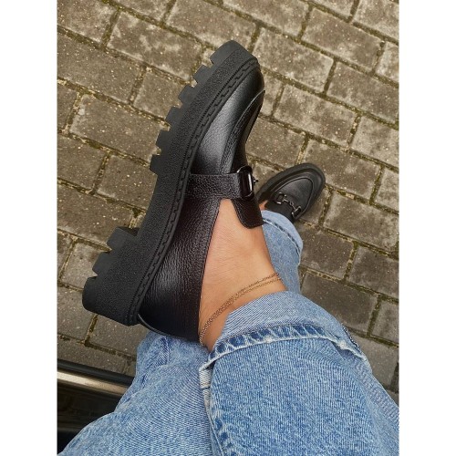 Лофери з кдратним носком чорні 4