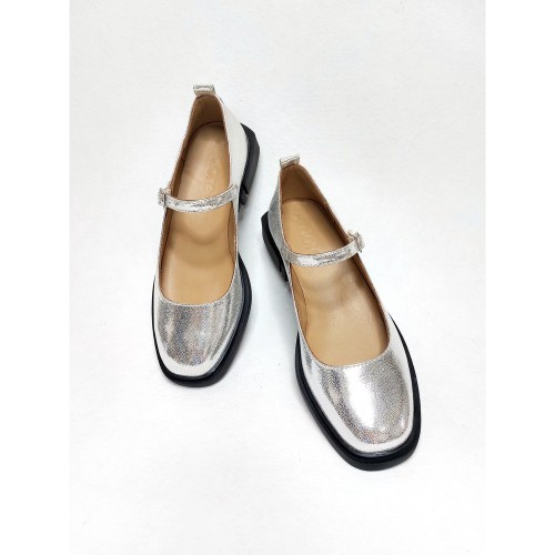 Балетки Мери Джейн серебро 3