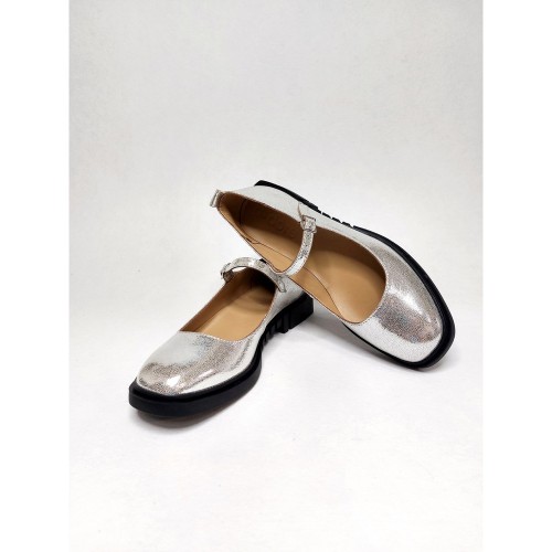 Балетки Мери Джейн серебро 2