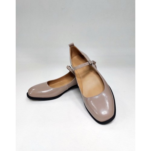 Балетки Мері Джейн капучино лаковані 1
