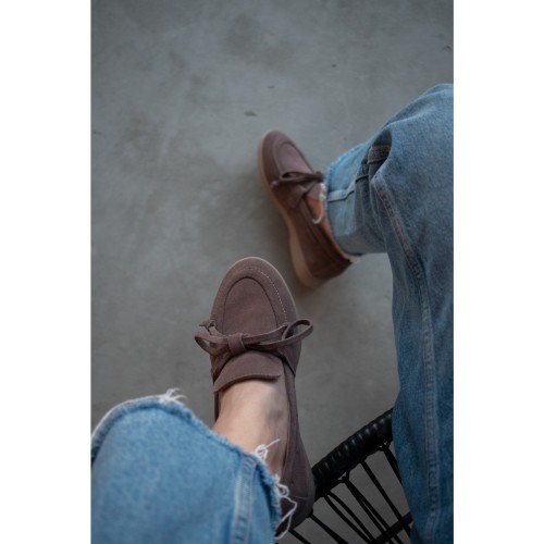 Лофери Лора зі шнурівкою замша, колір Візон 3