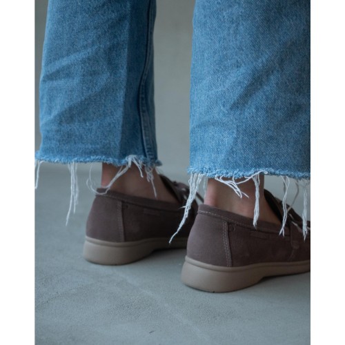 Лофери Лора зі шнурівкою замша, колір Візон 2