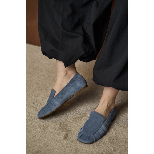 Лофери з драпіровкою, чорні, замша 7