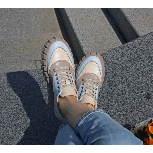 Кеди ЗЕФІР капучиново-блакитні 3