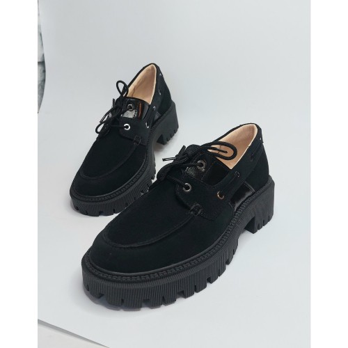 Топсайдери А  - 24  чорні замшеві на чорній підошві 1