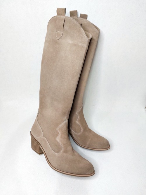 Козаки чоботи замша, бежеві 