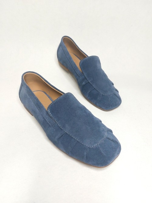 Лофери з драпіровкою, блакитні, замша 