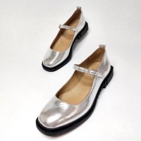 Балетки Мері Джейн срібло