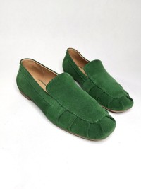 Лофери з драпіровкою, смарагдові, замша