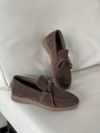 Лофери Лора зі шнурівкою замша, колір Візон