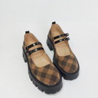 Туфлі Мері Джейн помаранчеві в клітинку