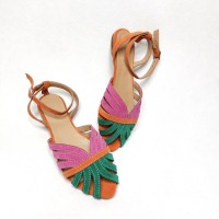 Vintage фуксия-зеленый замша